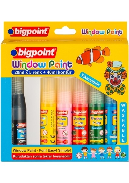 Cam Boyası Window Paint 5 Renk x 20 ml x 3 Adet