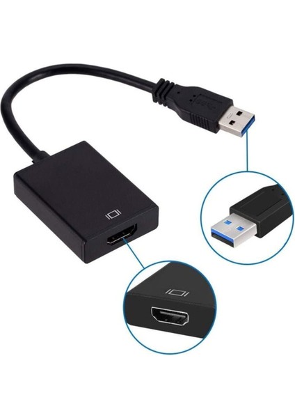 USB HDMI Süper Hızlı Donma Takılma Yapmaz Dönüştürücü Kablo USB 3.0 To HDMI Çevirici Adaptör