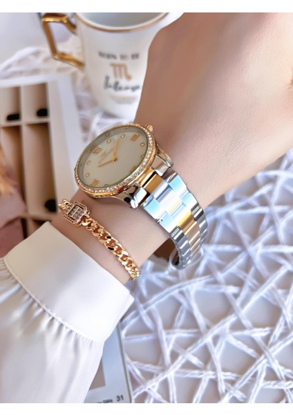 Gold/gümüş Renk Kararmaz Renk Atmaz 3 Atm Özel Tasarım Kadın Kol Saati EFL21286D modelleri