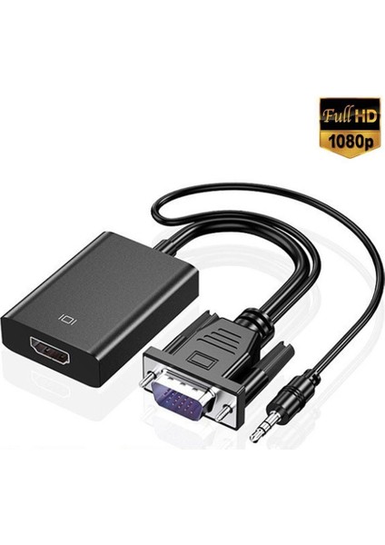 1080P Full Hd VGA To Hdmı Çevirici Görüntü ve Ses Aktarıcı Kablo + Audio Ses Çevirici Adaptör