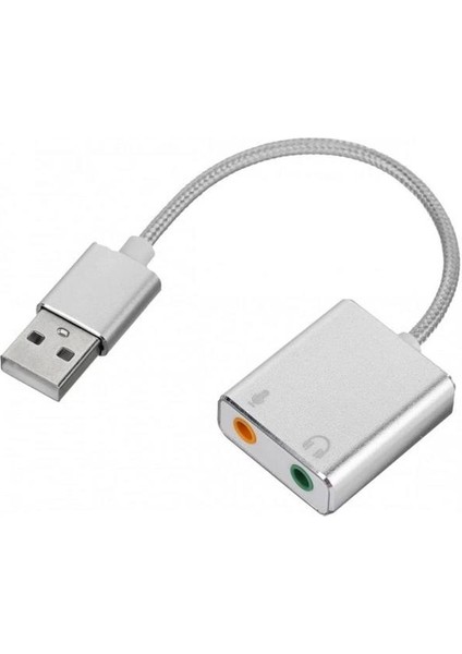 2 In1 USB Den Mikrofon ve Kulaklık 3.5 mm Jack Aux Çevirici 7.1 Kanal Dönüştürücü Aparat