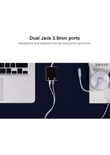 2 In1 USB Den Mikrofon ve Kulaklık 3.5 mm Jack Aux Çevirici 7.1 Kanal Dönüştürücü Aparat