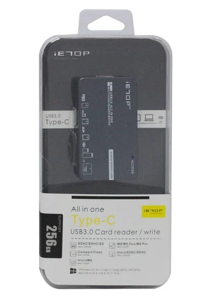 All In One USB Type C 3.0 Profesyonel USB Compact Süper Hızlı Çoklu Flash Kart Okuyucu