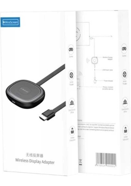 Mira Screen TezMax Mirascreen G20 Wireless Dongle 4K 1080P Full Hd Kablosuz Görüntü Aktarıcı Tv Pc Yansıtıcı