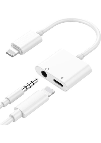 iPhone iPad Uyumlu Lightning Kulaklık Şarj Çevirici Dönüştürücü Adaptör Aux Kablosu