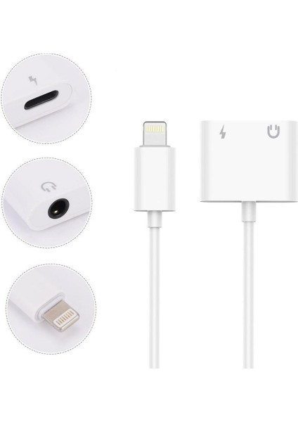 iPhone iPad Uyumlu Lightning Kulaklık Şarj Çevirici Dönüştürücü Adaptör Aux Kablosu