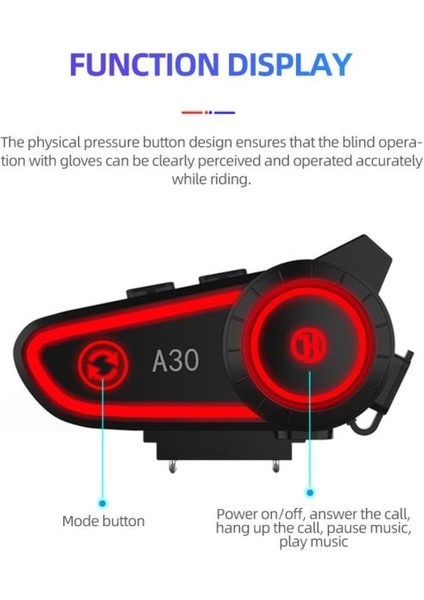 A30 Intercom Motosiklet Kask Kablosuz Işıklı Bluetooth Motorcu Kulaklık fiyatları