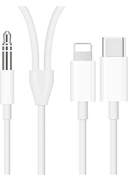 3.5 mm Aux Dönüştürücü Kablo Type-C Lightning For iPhone iPad 2 In 1 Çevirici