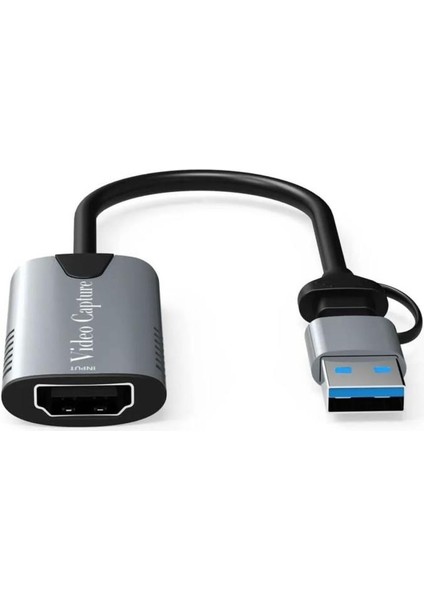 Type-C To USB 2 In1 Video Capture Yakalama Kartı HDMI To Type-C Pc Bilgisayar Video Adaptör Çevirici