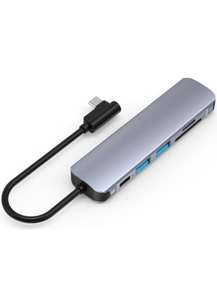 Type-C To 2*usb 3.0 Sd Tf Kart Girişli 6 In 1 Pd Şarj Destek Çevirici Hub Adaptör Dönüştürücü Aparat