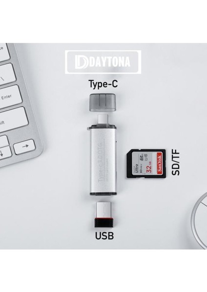 Type-C To USB 3.0 Flash Otg Veri Aktarım Sd Tf Tak Çalıştır Kart Okuyucu Çevirici.