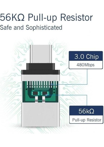 Macbook Uyumlu Type-C - USB 3.0 Otg USB Flash Driver Klavye Mouse Dönüştürücü Adaptör