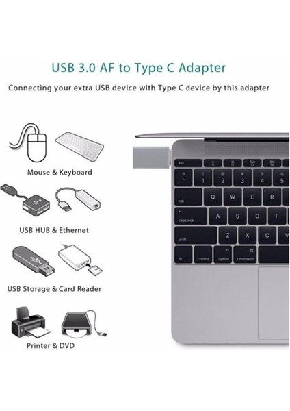 Macbook Uyumlu Type-C - USB 3.0 Otg USB Flash Driver Klavye Mouse Dönüştürücü Adaptör