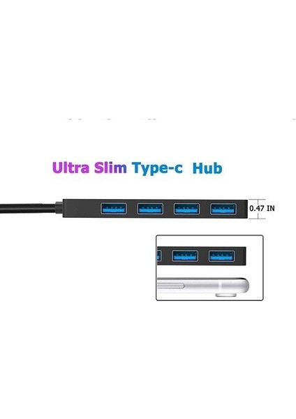 USB Type C Hub 4 Port 3.0 USB Çoklayıcı Adaptör Type-C USB 3.0 Dağıtıcı Aparat