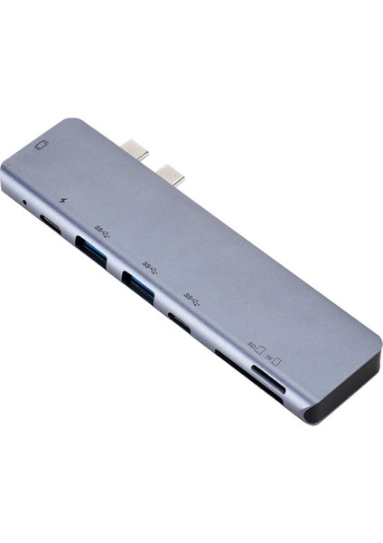 7 In 1 Çift Type-C To USB Hdmı Sd Tf Macbook Için Port Çoklayıcı Adaptör Çevirici Aparat