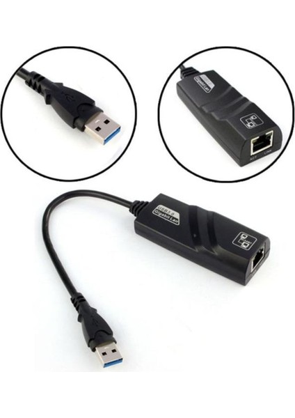 USB 3.0 To Ethernet Gigabit RJ45 1000 Mbps Çevirici Dönüştürücü Adaptör Pc Laptop Internet