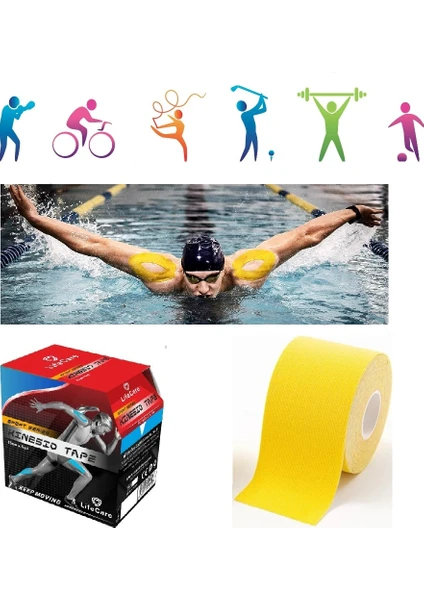 Life Care Kinesio Tape  Sarı 5 cm x 5 M Ağrıbandı