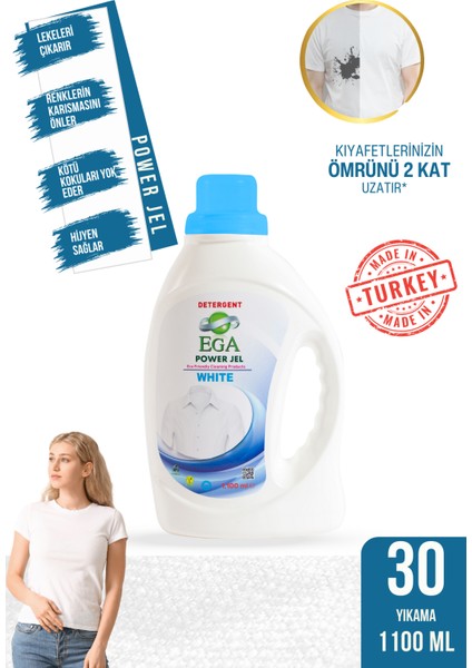 Power Jel Beyaz Sıvı Yıkama Deterjanı 1100 ml