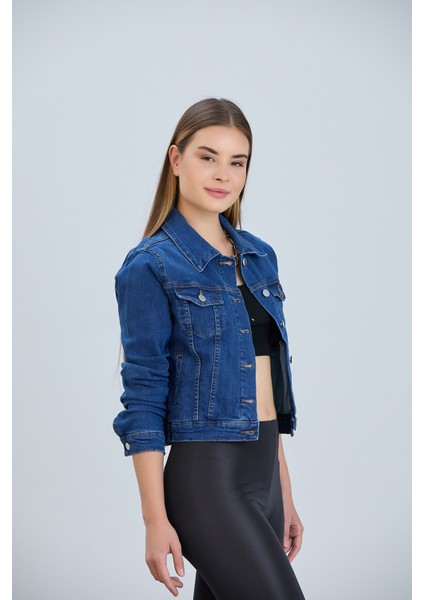 Kadın Kısa Likralı Denim Ceket fırsatları