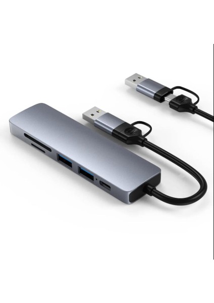 Macbook Uyumlu Type C USB To 2 Xusb 2.0 1 Xusb 3.0 Sd/tf 5 Port Çevirici Adaptör