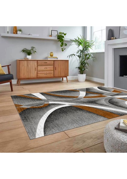 Dijital Baskılı Kaymaz Taban Yıkanabilir Modern Yolluk Mutfak Salon Halısı, V-Modern-97-Kahve, fiyatları