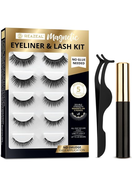 5’li Manyetik Takma Kirpik ve Eyeliner Seti – Yapıştırıcısız Kirpik , Doğal Görünüm Kirpik , Suya Dayanıklı Eyeliner , Gün Boyu Kalıcı Eyeliner , Kolay Kullanım Kirpik !