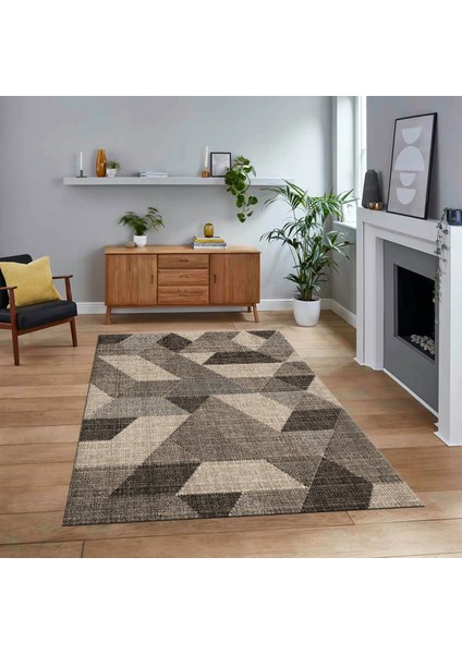 Dijital Baskılı Kaymaz Taban Yıkanabilir Modern Yolluk Mutfak Salon Halısı, V-Modern-96-Bej,