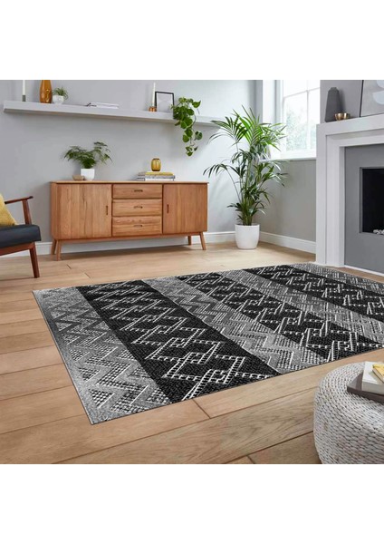 Dijital Baskılı Kaymaz Taban Yıkanabilir Modern Yolluk Mutfak Salon Halısı, V-Modern-56-Antrasit, fiyatları