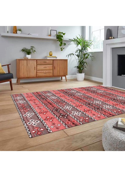 Dijital Baskılı Kaymaz Taban Yıkanabilir Modern Yolluk Mutfak Salon Halısı, V-Modern-19-Pembe, fiyatları