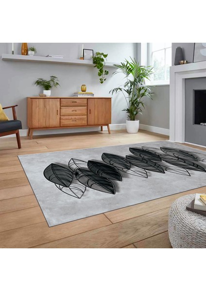 Dijital Baskılı Kaymaz Taban Yıkanabilir Modern Yolluk Mutfak Salon Halısı, V-Modern-08-Gri, fiyatları