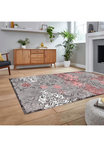 Dijital Baskılı Kaymaz Taban Yıkanabilir Modern Yolluk Mutfak Salon Halısı, V-Modern-15-Pembe, fiyatları