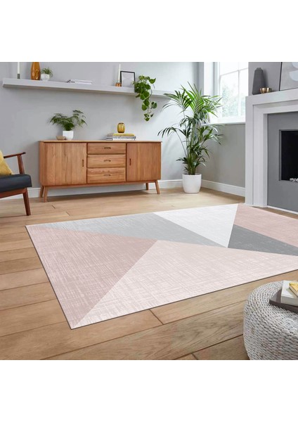Dijital Baskılı Kaymaz Taban Yıkanabilir Modern Yolluk Mutfak Salon Halısı, V-Modern-38-Pembe, fiyatları