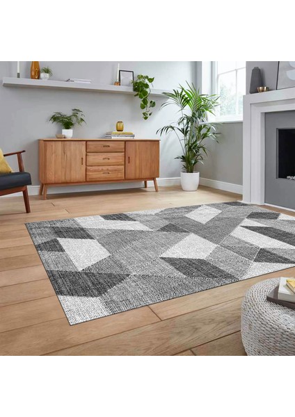 Dijital Baskılı Kaymaz Taban Yıkanabilir Modern Yolluk Mutfak Salon Halısı, V-Modern-96-Gri, fiyatları