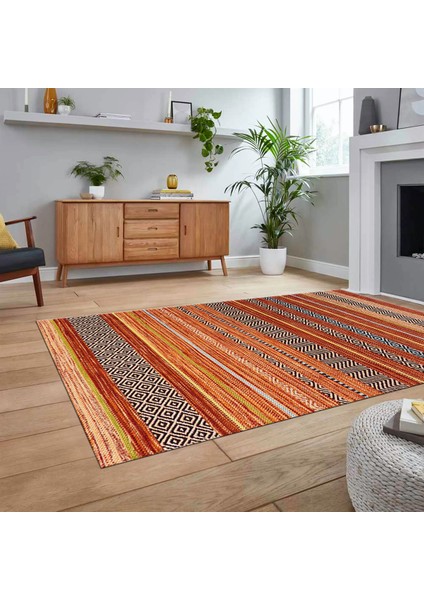 Dijital Baskılı Kaymaz Taban Yıkanabilir Modern Yolluk Mutfak Salon Halısı, V-Modern-17-Turuncu, fiyatları
