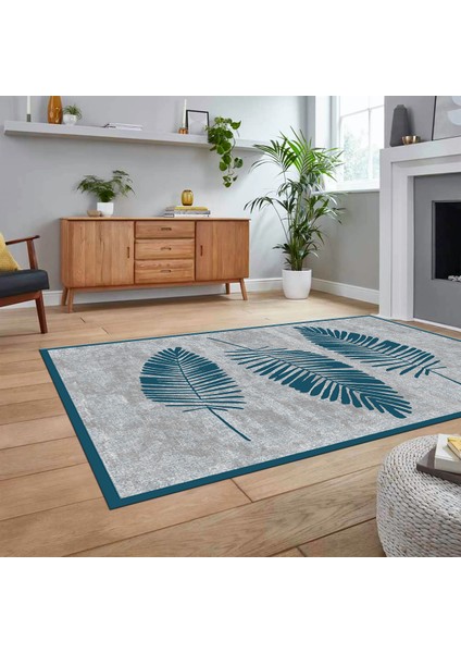 Dijital Baskılı Kaymaz Taban Yıkanabilir Modern Yolluk Mutfak Salon Halısı, V-Modern-41-Mavi, fiyatları