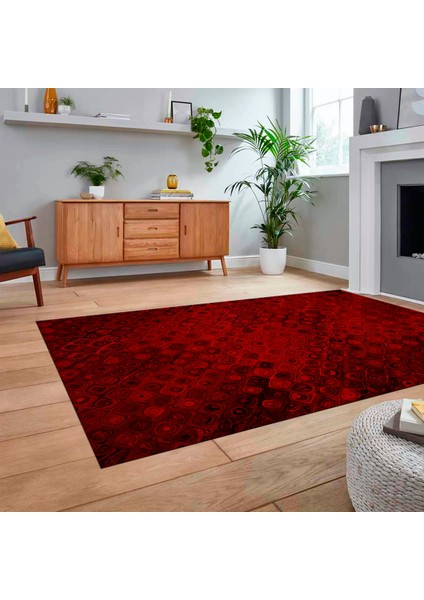 Dijital Baskılı Kaymaz Taban Yıkanabilir Modern Yolluk Mutfak Salon Halısı, V-Modern-27-Bordo,