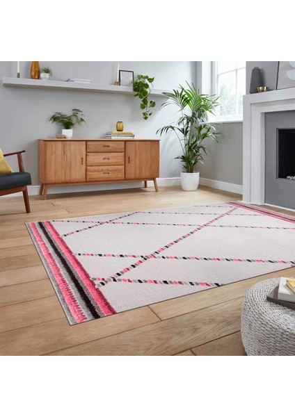 Dijital Baskılı Kaymaz Taban Yıkanabilir Modern Yolluk Mutfak Salon Halısı, V-Modern-76-Pembe, fiyatları