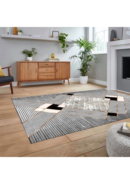 Dijital Baskılı Kaymaz Taban Yıkanabilir Modern Yolluk Mutfak Salon Halısı, V-Modern-12-Gri, fiyatları