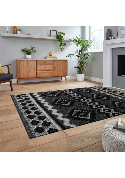 Dijital Baskılı Kaymaz Taban Yıkanabilir Modern Yolluk Mutfak Salon Halısı, V-Modern-68-Antrasit, fiyatları