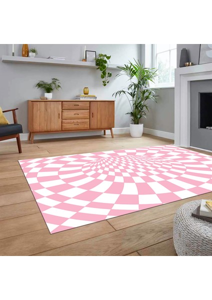 Dijital Baskılı Kaymaz Taban Yıkanabilir Modern Yolluk Mutfak Salon Halısı, V-Modern-78-Pembe, fiyatları