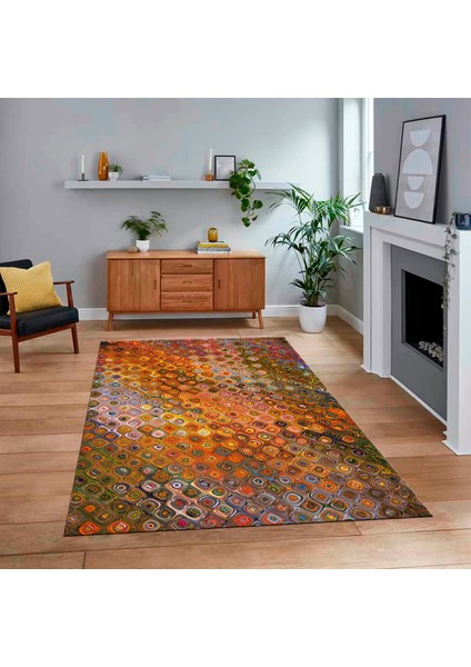Dijital Baskılı Kaymaz Taban Yıkanabilir Modern Yolluk Mutfak Salon Halısı, V-Modern-27-Renkli,