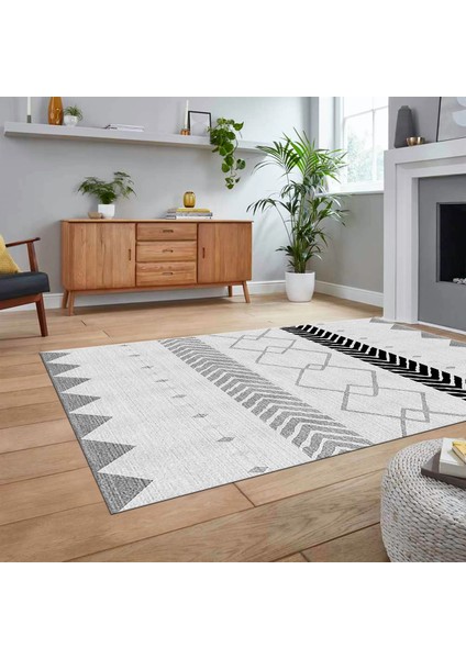 Dijital Baskılı Kaymaz Taban Yıkanabilir Modern Yolluk Mutfak Salon Halısı, V-Modern-75-Gri, fiyatları