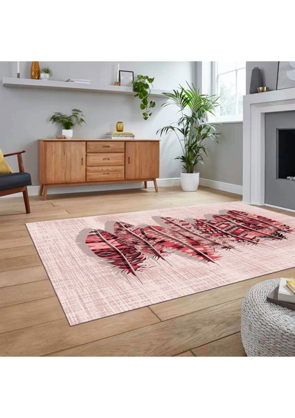 Dijital Baskılı Kaymaz Taban Yıkanabilir Modern Yolluk Mutfak Salon Halısı, V-Modern-50-Pembe, fiyatları