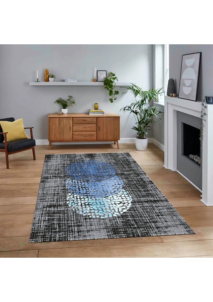 Dijital Baskılı Kaymaz Taban Yıkanabilir Modern Yolluk Mutfak Salon Halısı, V-Modern-01-Antrasit,