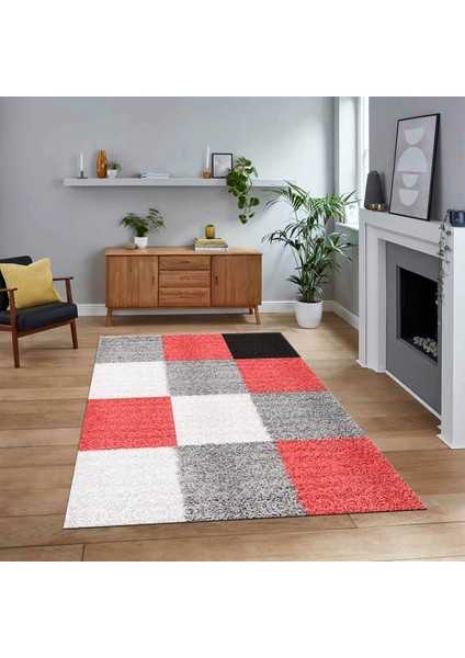 Dijital Baskılı Kaymaz Taban Yıkanabilir Modern Yolluk Mutfak Salon Halısı, V-Modern-53-Pembe,