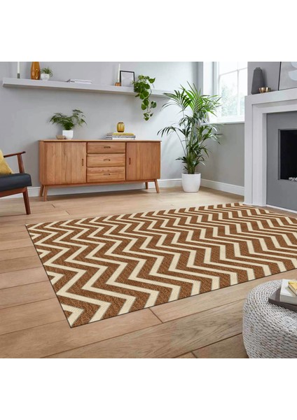 Dijital Baskılı Kaymaz Taban Yıkanabilir Modern Yolluk Mutfak Salon Halısı, V-MODERN-102-KAHVE, fiyatları