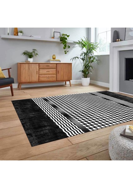Dijital Baskılı Kaymaz Taban Yıkanabilir Modern Yolluk Mutfak Salon Halısı, V-Modern-10-Antrasit, fiyatları