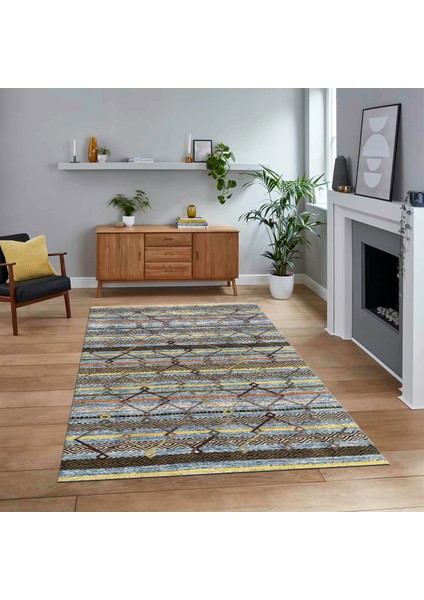 Dijital Baskılı Kaymaz Taban Yıkanabilir Modern Yolluk Mutfak Salon Halısı, V-Modern-85-Renkli,