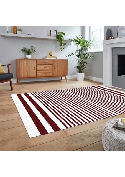 Dijital Baskılı Kaymaz Taban Yıkanabilir Modern Yolluk Mutfak Salon Halısı, V-Modern-63-Bordo, fiyatları