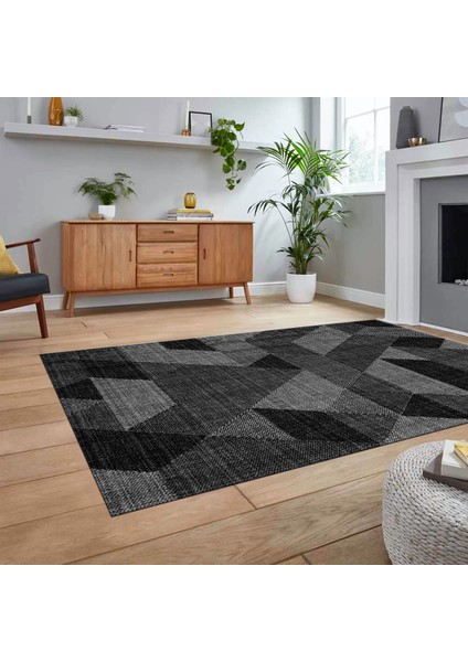 Dijital Baskılı Kaymaz Taban Yıkanabilir Modern Yolluk Mutfak Salon Halısı, V-Modern-96-Antrasit, fiyatları